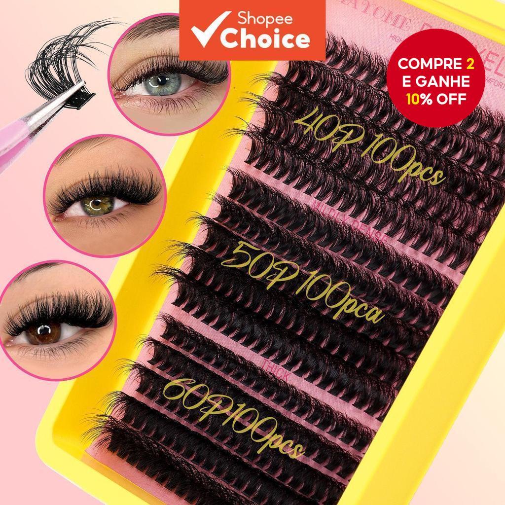 [Pinças Grátis] 300 Peças Extensões De Cílios Postiços Diy 40 + 50 + 60 10-16Mm Adequadas Para Iniciantes em Oferta na Shopee