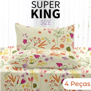 Jogo de Lençol King 4 Peças 1,93m x 2,03m x 30cm de Altura Estampas Sortidas em Oferta na Shopee