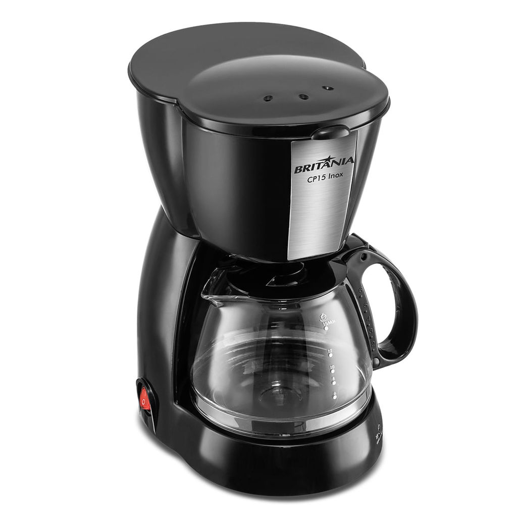 Detalhes do Cafeteira Britânia CP15 Vidro Preto com Inox