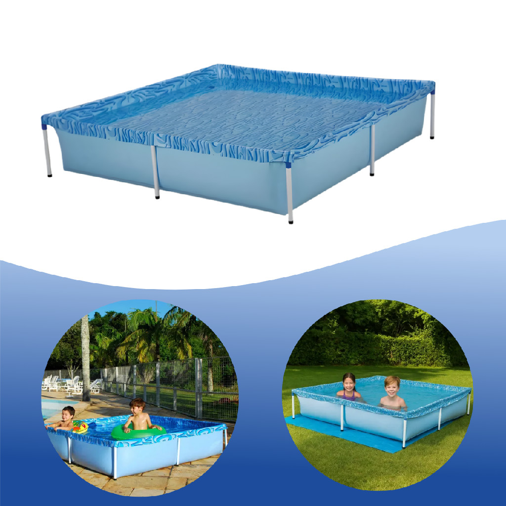 Piscina infantil quadrada Estrutural PVC 1500 litros Mor