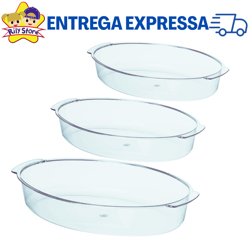 Kit Com 3 Travessas Oval Acrilico - Pequena - Média - Grande em Oferta na Shopee