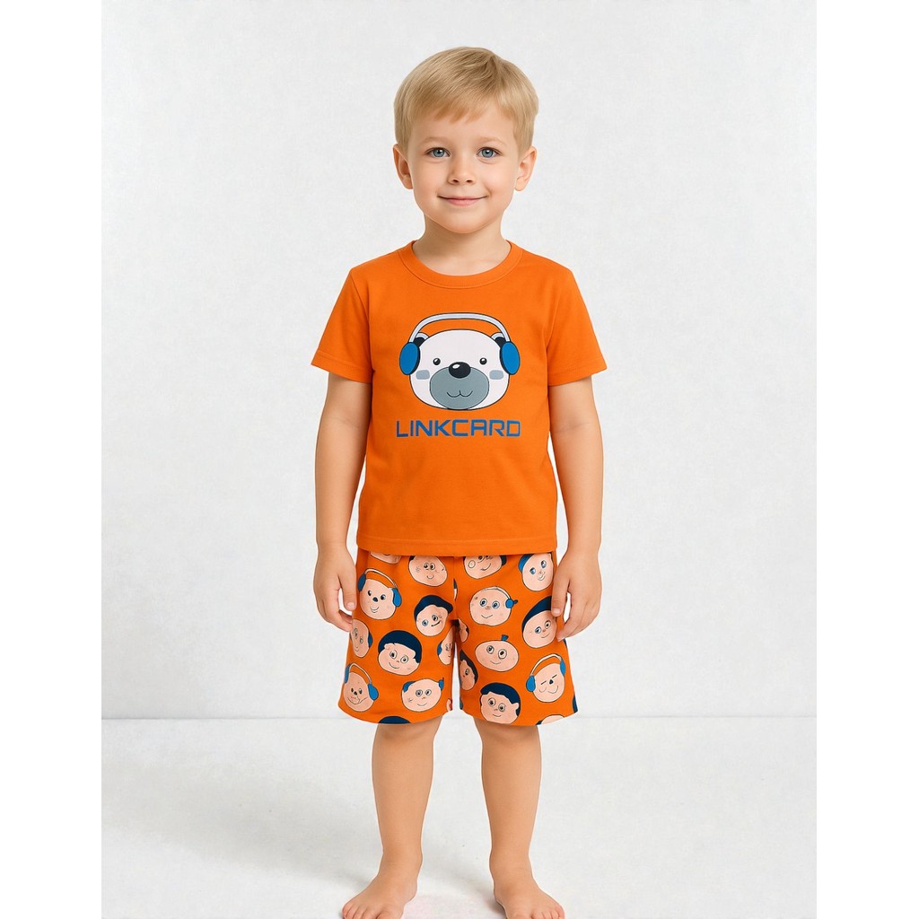 Pijaminha Infantil Menino Manga Curta Camiseta E Shorts Estampado Tecido Leve Soninho Confortável