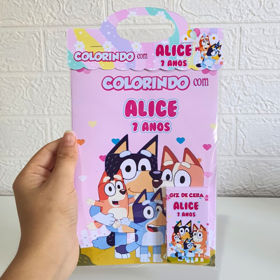 Revistinha Livro de Colorir - BLUEY E BINGO ROSA MENINA - Lembrancinha de aniversario KIT PINTURA Livrinho