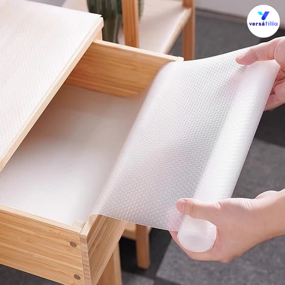 Forro Solução Impermeavel e Antiderrapante Proteção Total Material Ecologico Resistente para Armario Gaveta Transparente