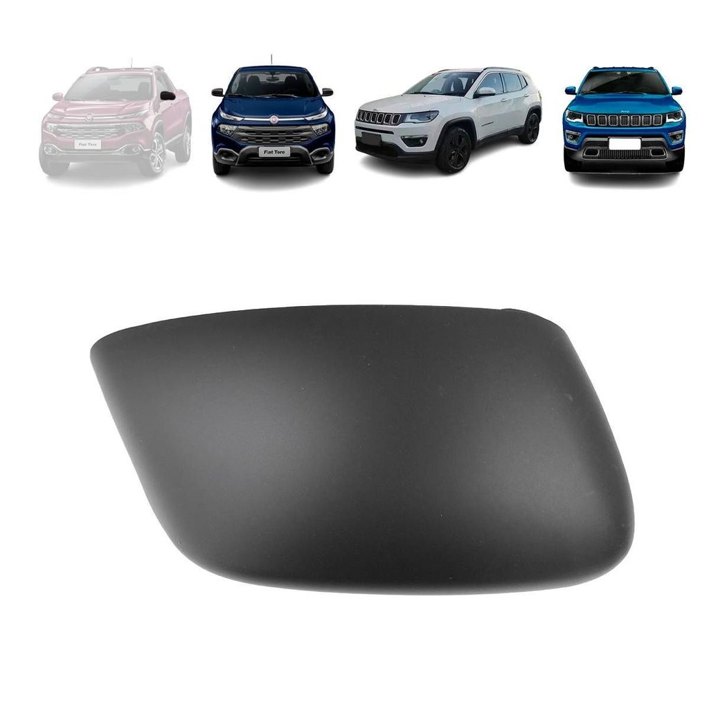 CAPA RETROVISOR JEEP COMPASS 2017 A 2021 FIAT TORO 2016 A 2021 (PRETA) LADO ESQUERDO