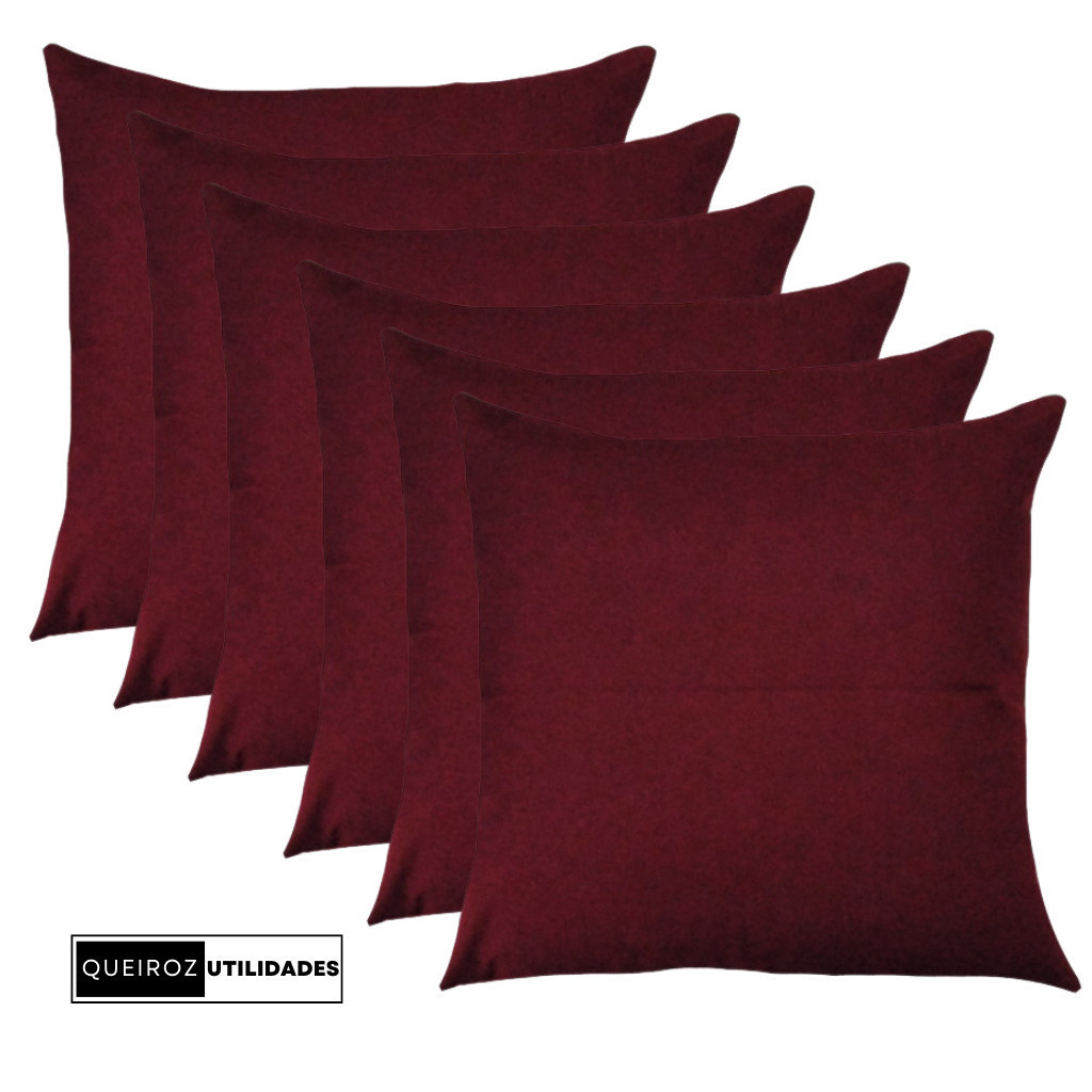 Kit - 6 Capas de Almofadas: Bordô - 40x40 - Decorativa Para Sala / Sofá / Quarto / Cama - Promoção! em Oferta na Shopee
