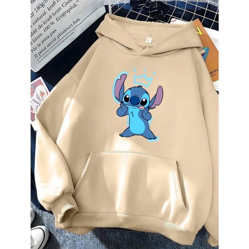 Moletom Canguru Unissex Lilo Stich Coroa Fofo Agasalho Casaco Blusa De Frio Blusão Capote Flanelado