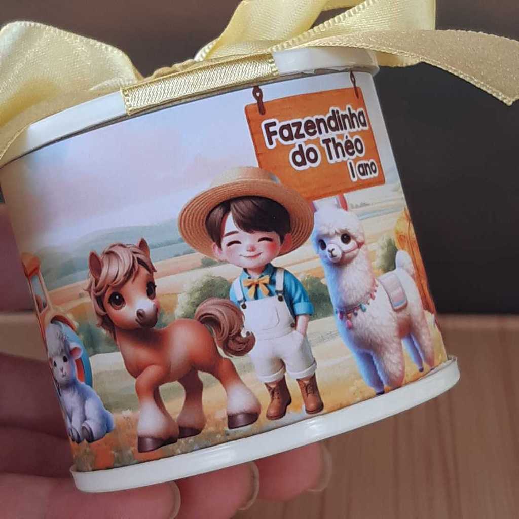 Tubolata Personalizada Lembrancinha Aniversário Infantil | Tema Menino | Fazendinha Amarela