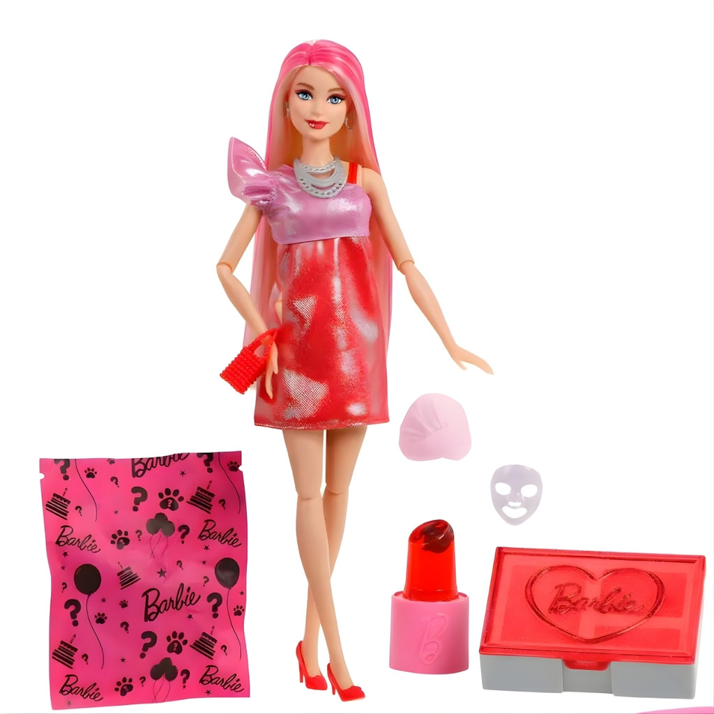 Boneca Barbie Loira Party Unboxed Vestido Vermelho JFY68 - Mattel em Oferta na Shopee