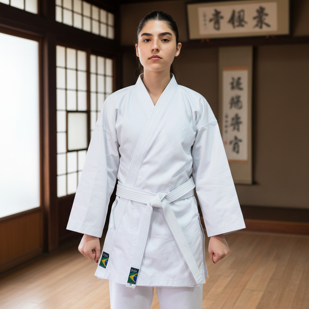 Kimono Karatê Adulto Branco 100% Algodão com Faixa Grátis – Tecido Grosso Resistente