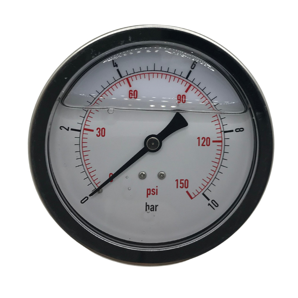 Medidor De Pressão Glicerinado Inox 10 Bar Visor 100mm Rosca 1/4 Manômetro 150Psi Horizontal