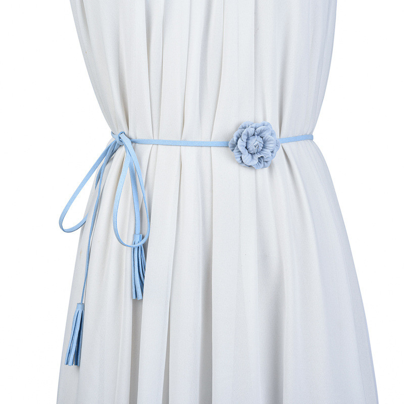 Simples feminino All-Match cinto fino flor pingente microfibra atado tecido decoração com saia com feminino atado