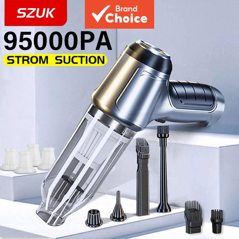 Aspirador de pó automotivo sem fio SZUK 95000Pa, sucção potente, portátil, limpeza automática, para carro e moto, mini