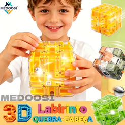 MEDOOSI Cubo Mágico 3D Labirinto Montessori | Jogo e Brinquedo Educativo para Crianças e Infantil, Brinquedo Pedagógico