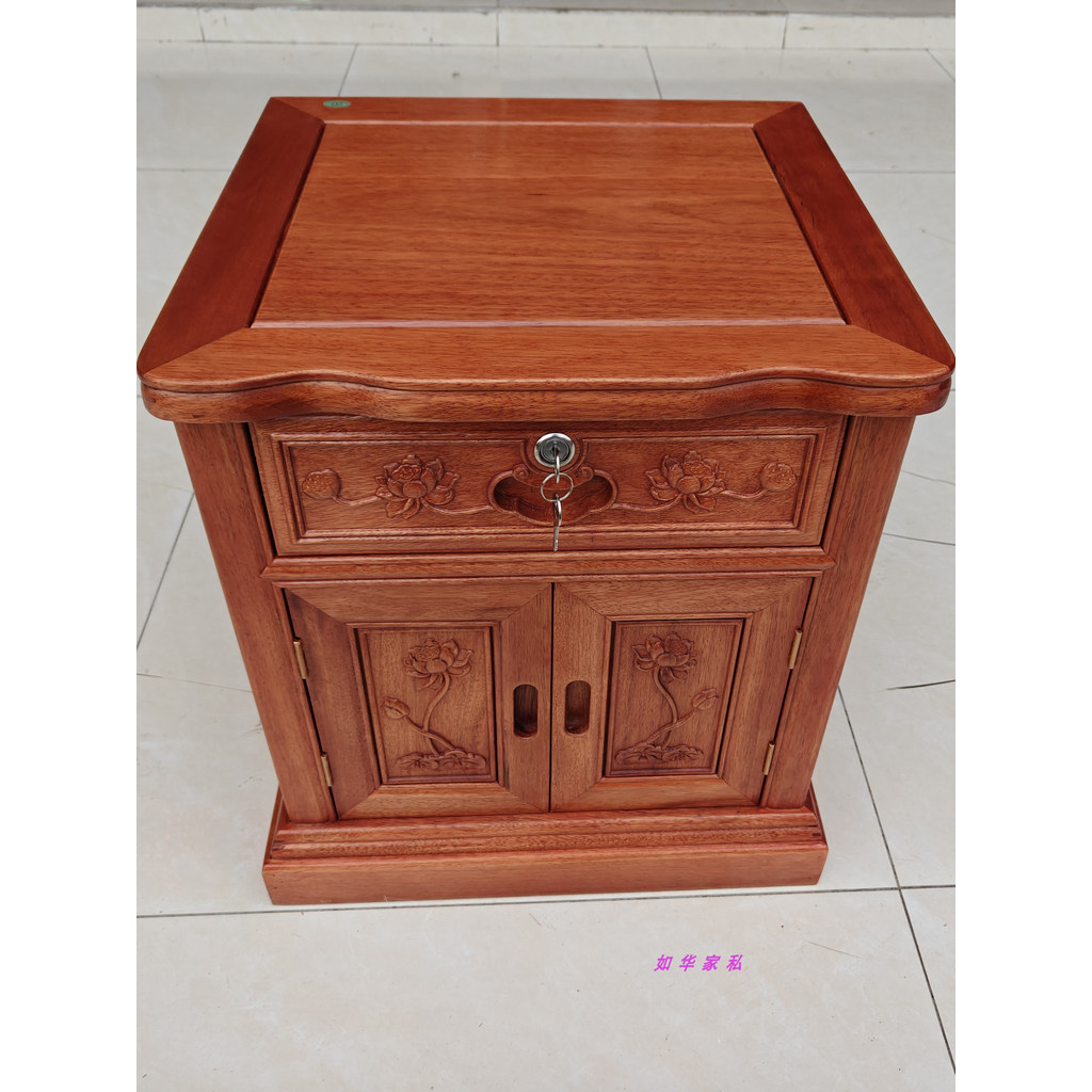 Mesa de cabeceira de mogno bloqueada, grade de abacaxi importada, mesa de cabeceira de madeira bloqueada, novo estilo ch