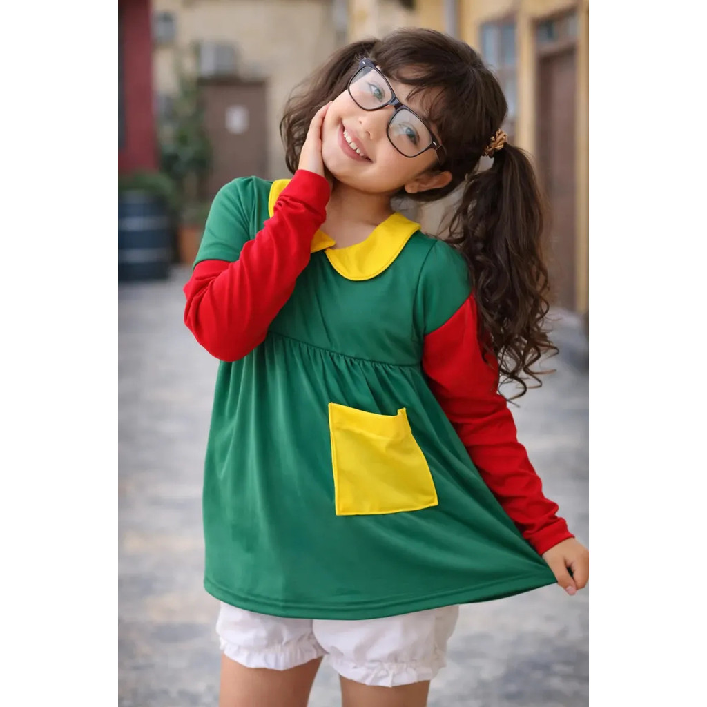 Fantasia Infantil Vestido Chiquinha C Óculos Turma Do Chaves