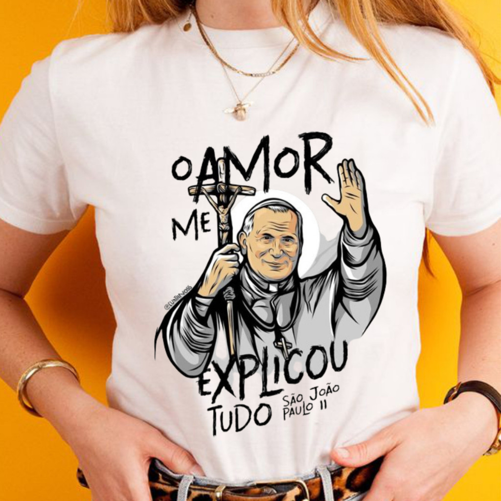 Blusa tshirt feminina SÃO JOÃO PAULO II, Sagrada Familia,São Jose, Maria, gospel