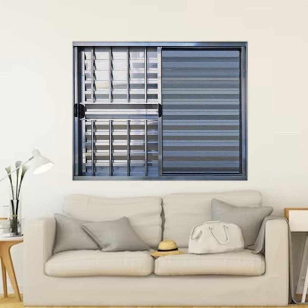 Janela Veneziana de Alumínio 3 Folhas 120 X 150cm Linha Modular com Grade Esquadrias Bergamo 120cm x 150cm