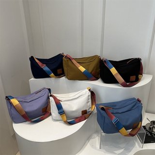 Contraste cor feminina grande capacidade Commuter bolsa de lona japonês ins estudante classe All-Match saco do mensageir