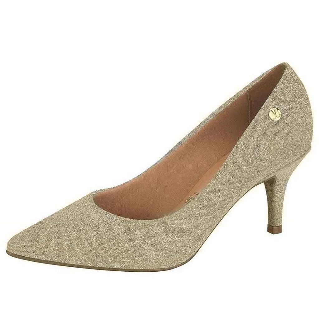 Sapato Scarpin Feminino Salto Baixo Brilho Festa Vizzano
