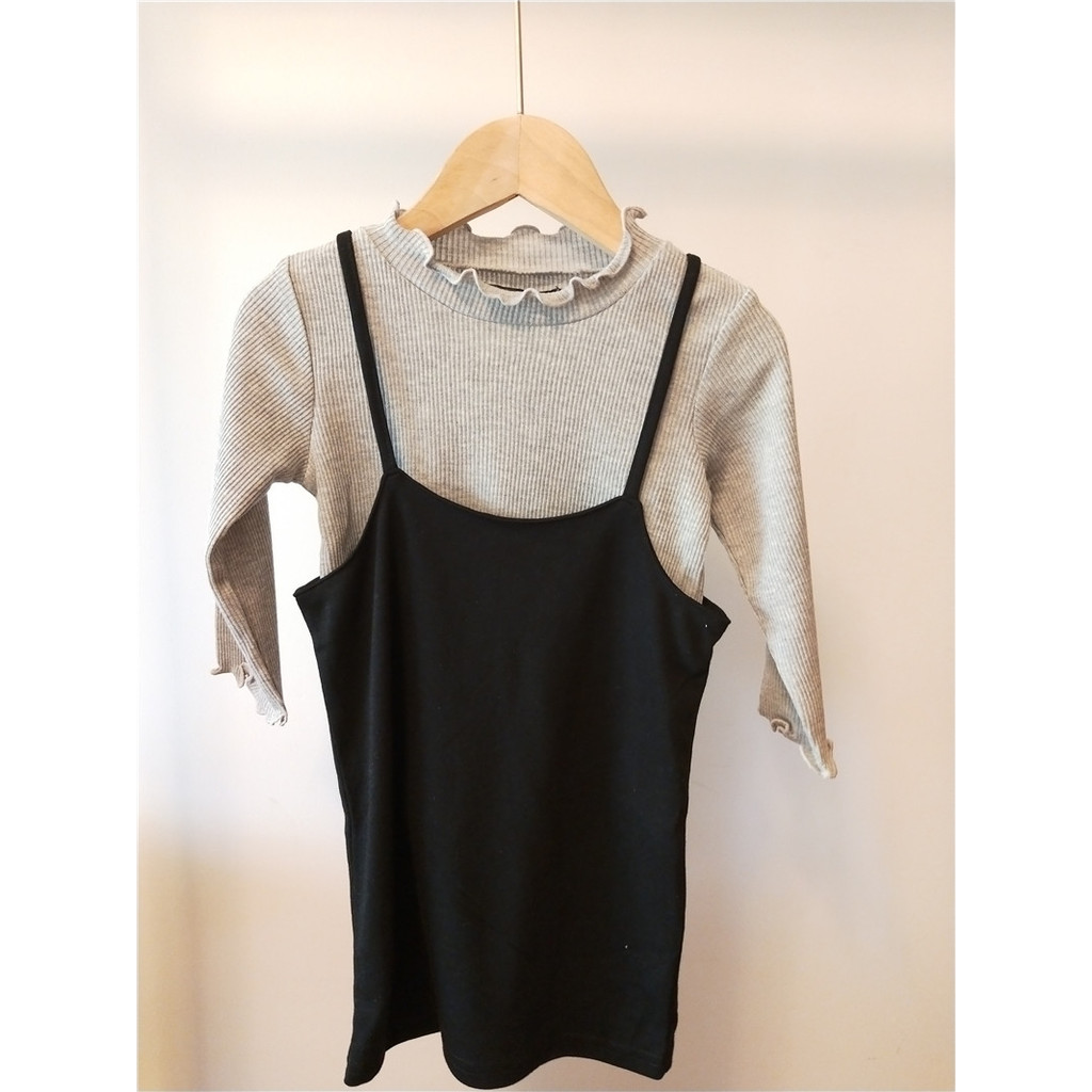 Meninas japonesas crianças longo estilingue camiseta de manga comprida camisa de fundo 80-130 tamanho primavera outono