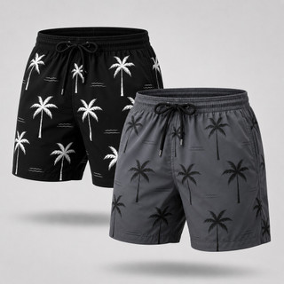 Kit 2 Short Tactel Coqueiro Grosso Masculino Mauricinho Praia Seca Rápido Academia Bermuda Verão