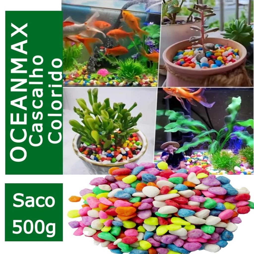 Pedras Cascalho Coloridas para Aquários Pedrinha ornamental decoração Aquarios e Vasos Importada