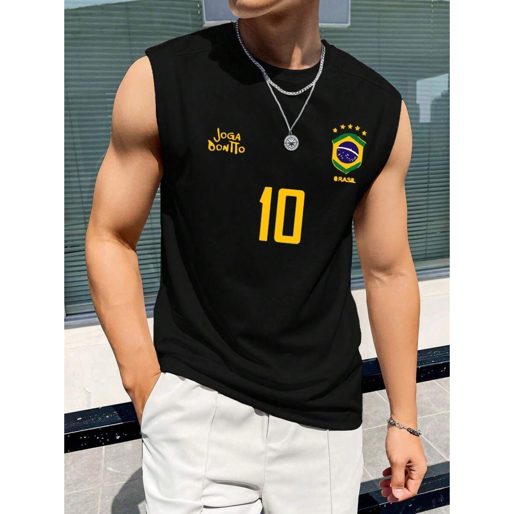 Camiseta Regata Brasil Copa Oversized Camisa Streetwear Futebol 100% Algodão Premium