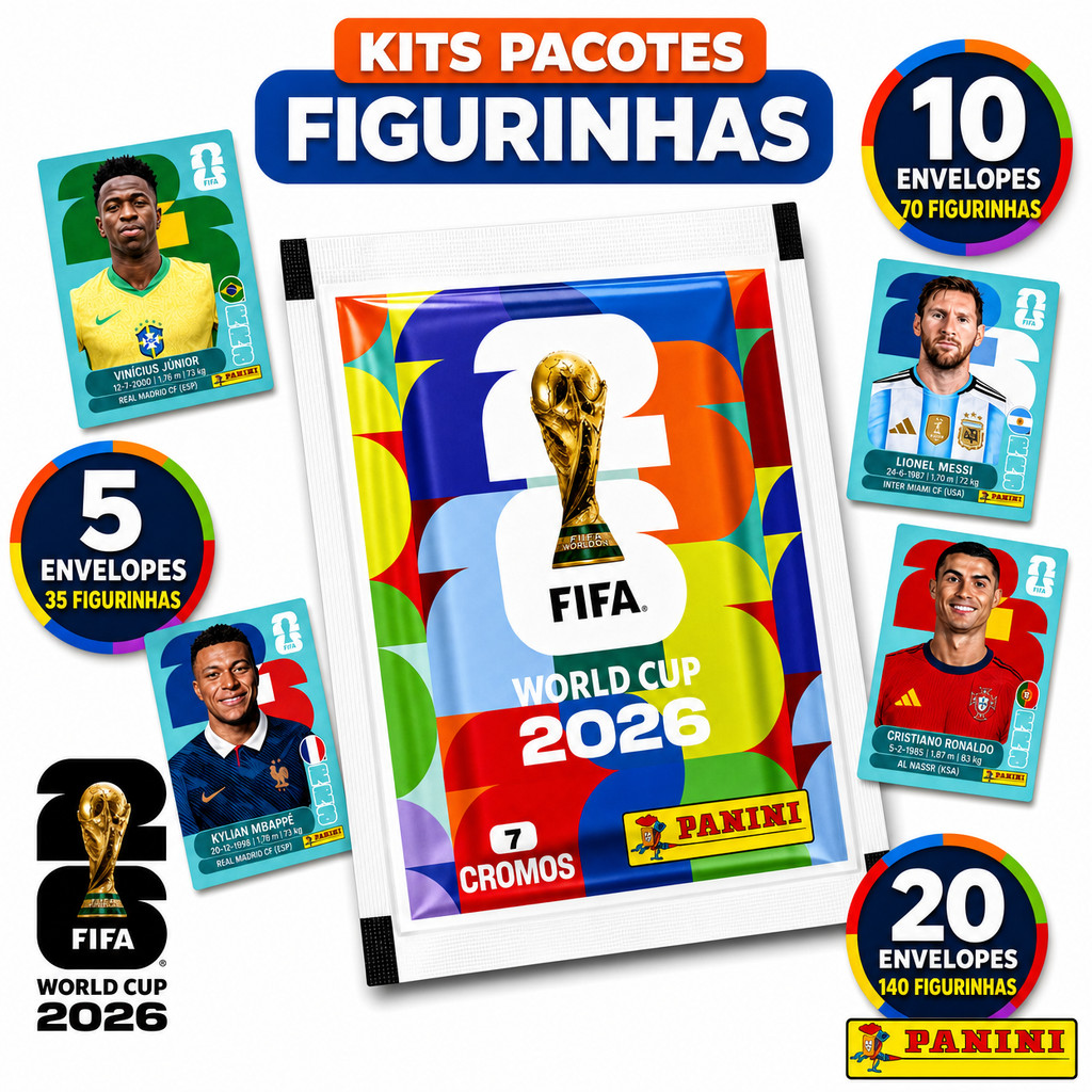 Kit Figurinhas Panini Copa do Mundo 2026 Envelopes Pacotes Original
