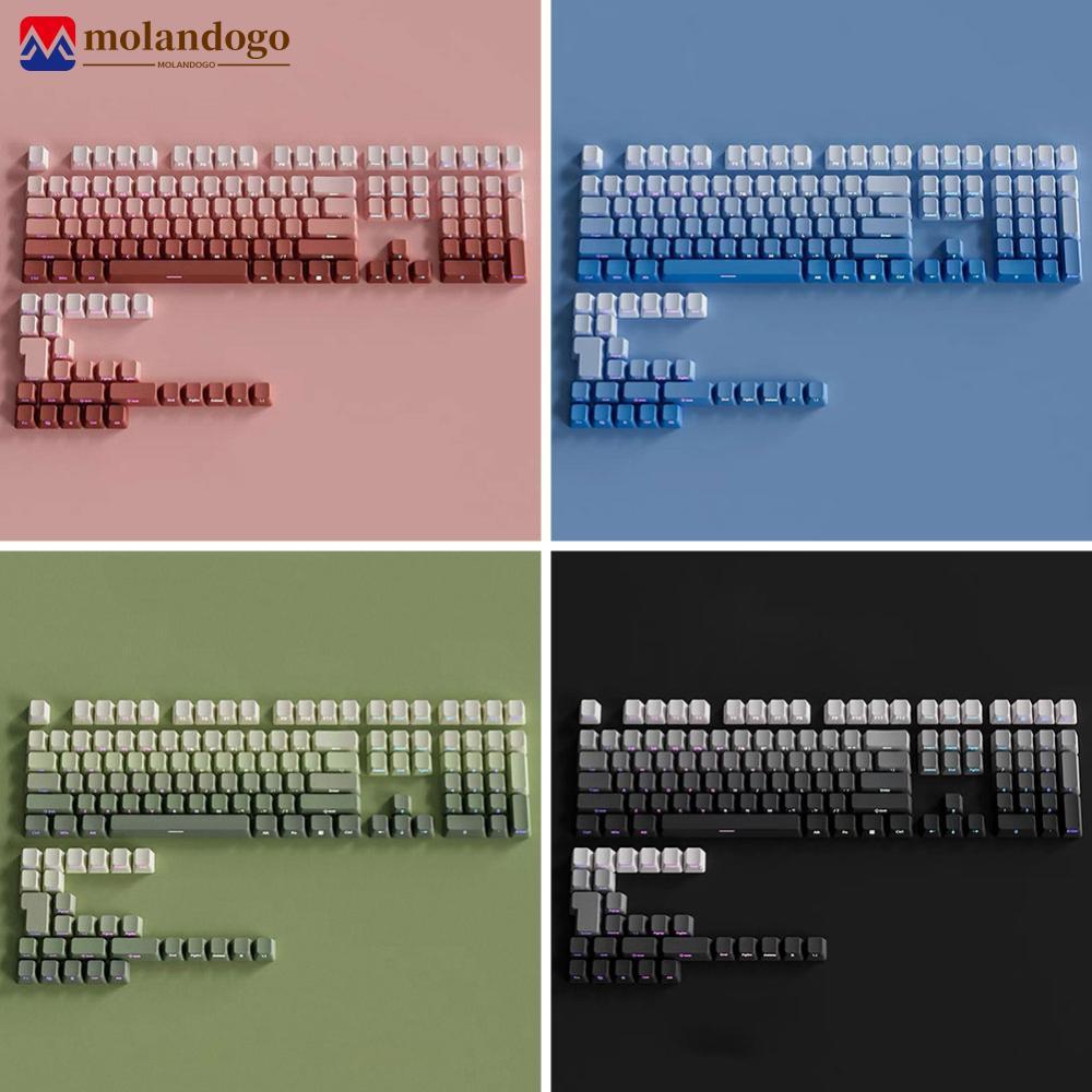 Milandogo Gradiente Cor Lateral Impresso Brilho PBT Double Shot Keycaps Mecânico Teclado OEM Perfil Para Jogos 130 Plus