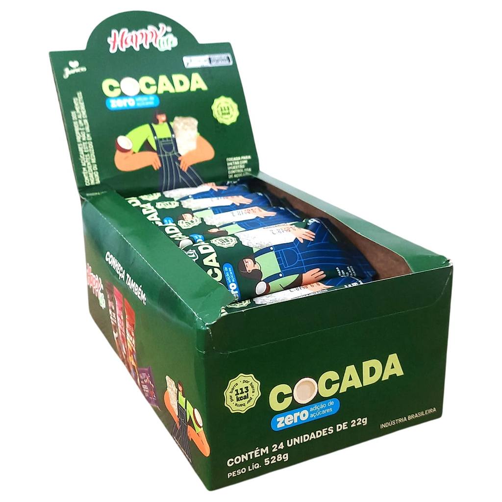 Cocada Happy Life Sem Açúcar Barra 22g Caixa 24 Unidades
