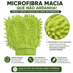 Luva Microfibra de Lavagem Automotiva 2 em 1 – Macia, Não Risca, Multifuncional