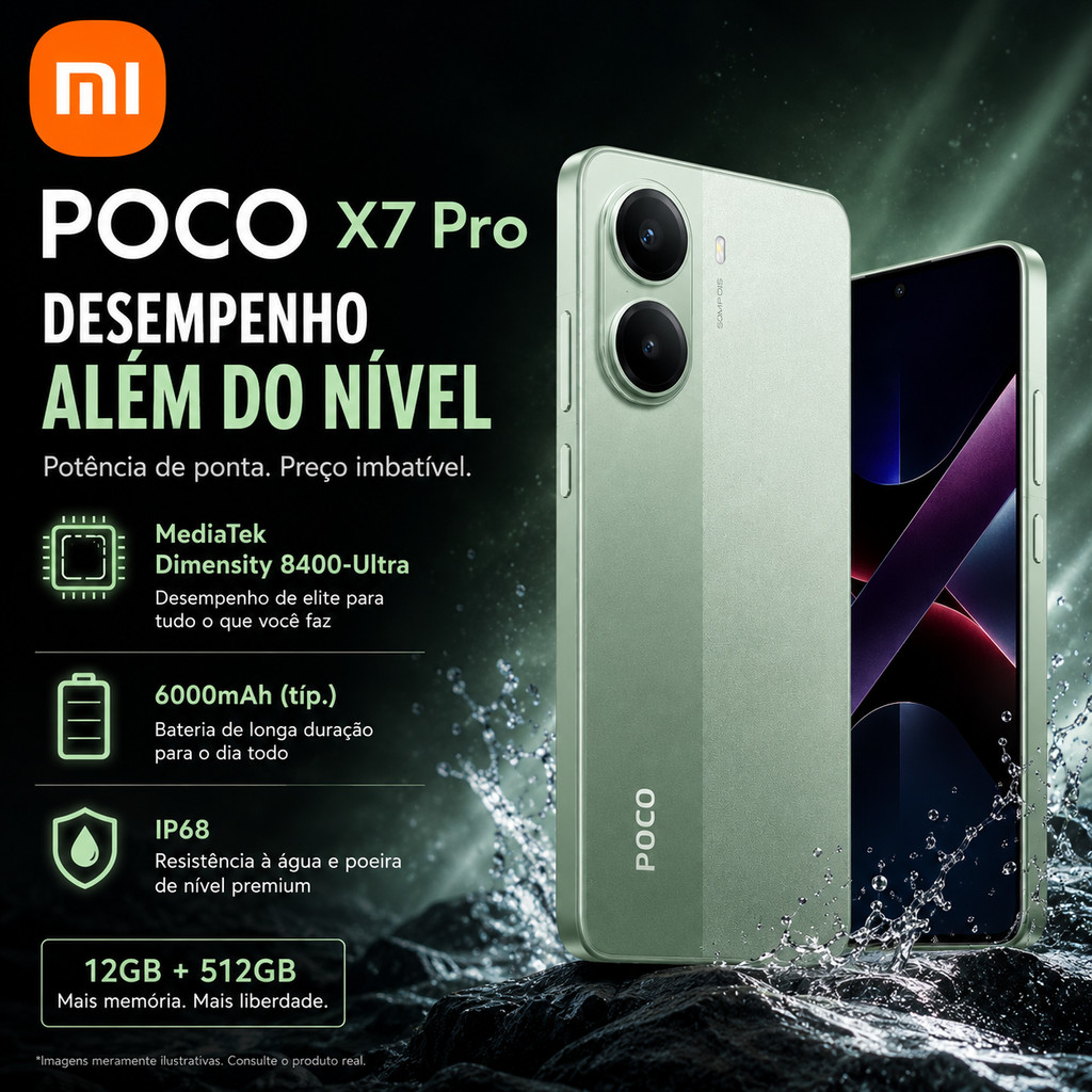 Smartphone Xiaomi Poco X7 Pro 5G 512GB / 256GB +12 Ram 5G Versão Global NFC Original Lacrado e Envio Imediato ADS