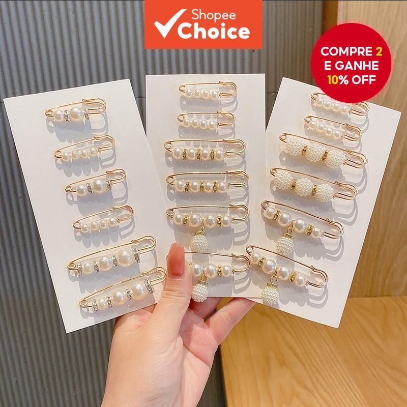 Moda Coreana 18 Peças Broches Femininos Elegantes Conjunto De Alfinetes De Vestido Antiderrapantes em Oferta na Shopee