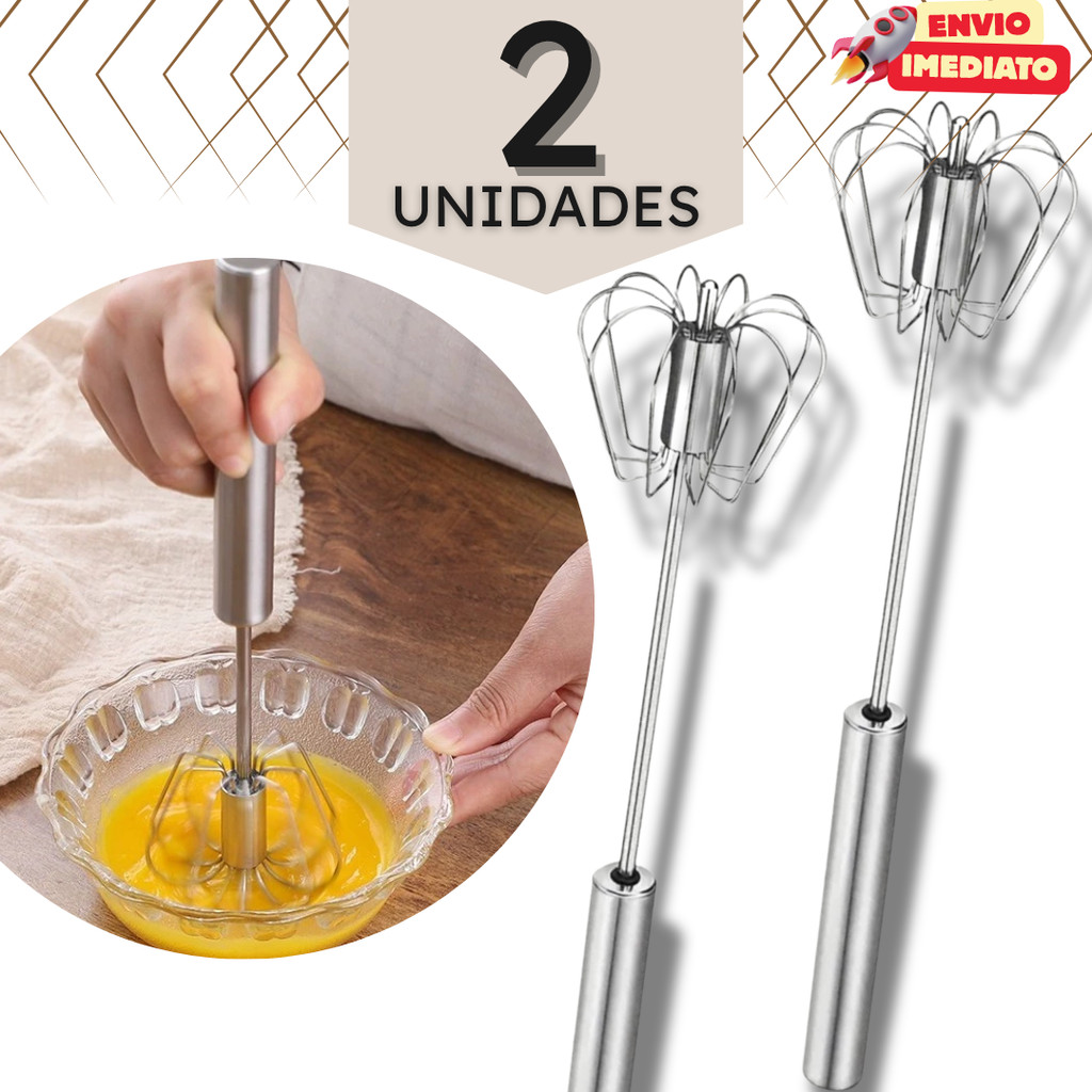 Kit com Mixers Semi Automáticos em Aço Inox 19cm Fuê – Batedor de Ovos - Mixer Semi Automático
