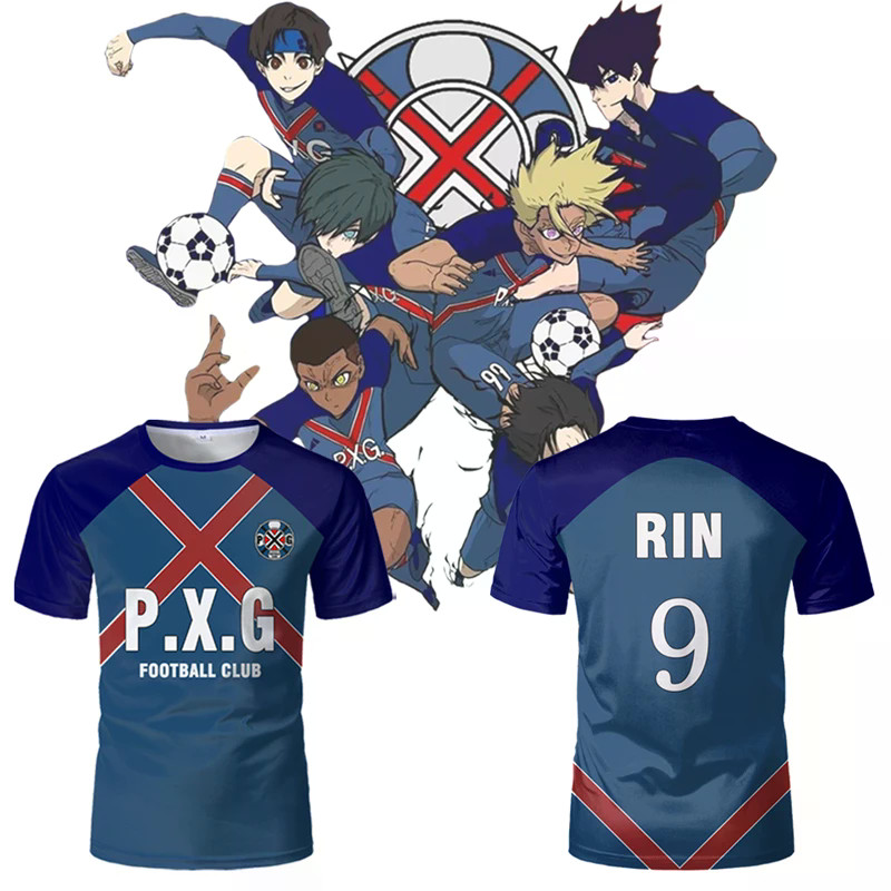 Paris X Gen Pxg Bloqueio Azul Anime Japonês Camisa Uniforme De Futebol No . 9 Rin Shidou Cosplay T Camisas Nome Personal