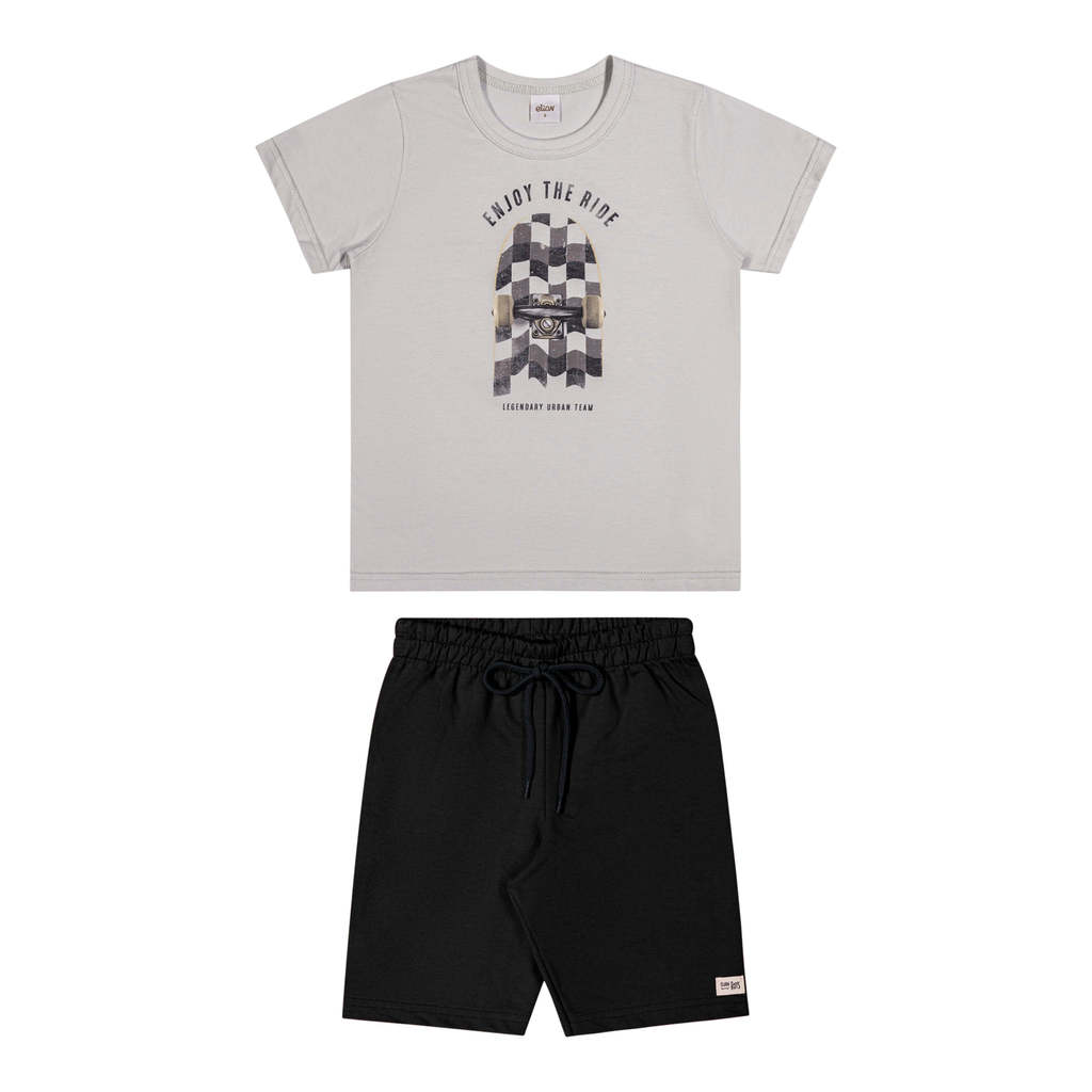 Detalhes do Conjunto Curto Infantil Menino Skate Elian Cinza