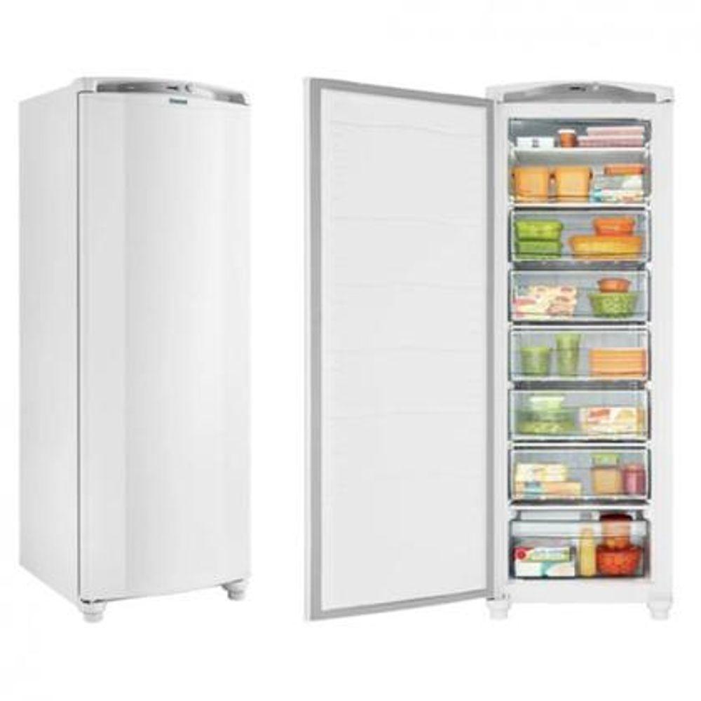 Freezer Vertical Consul 1 Porta 246L Branco 220V com porta aberta mostrando interior