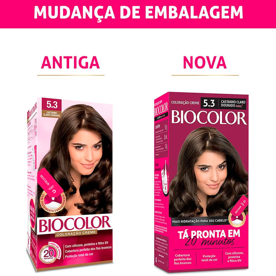 Detalhes do Mini Kit Tintura Creme Biocolor Castanho Claro Dourado 5.3