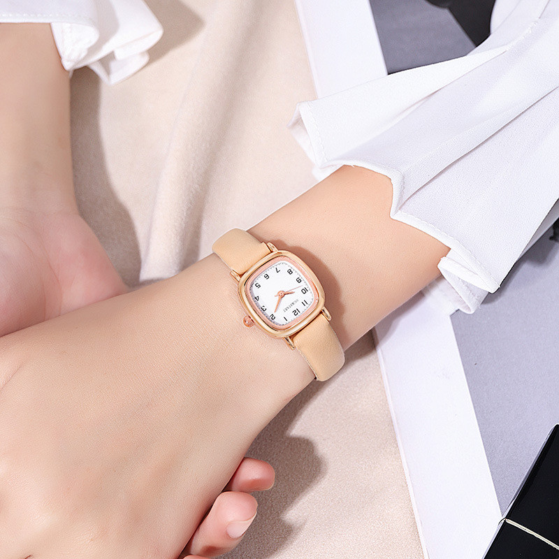 Relógio Feminino Quadrado Moderno com Pulseira de Couro Estilo Simples