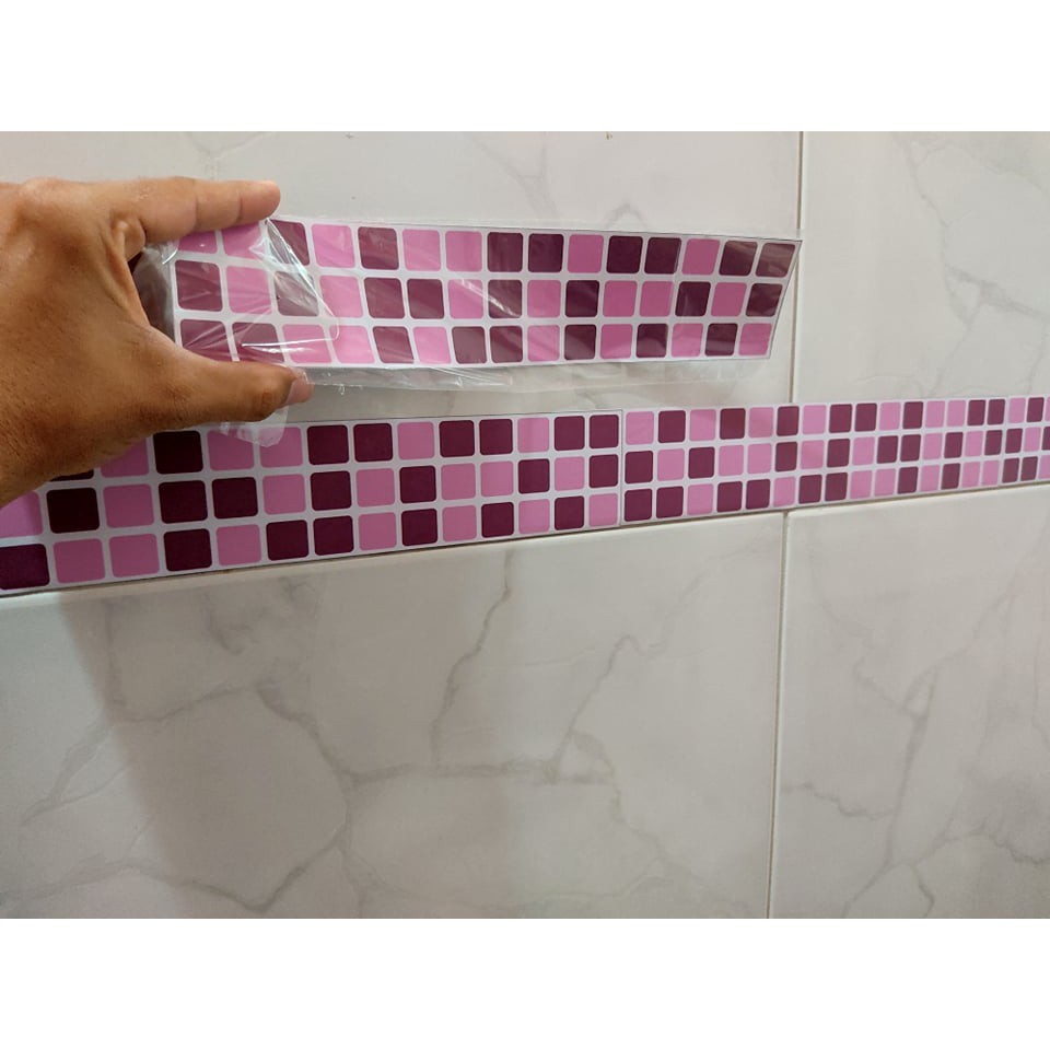 Faixa Decorativa Pastilha Mosaico Vinil Auto Adesivo Cozinha Banheiro Papel de Parede