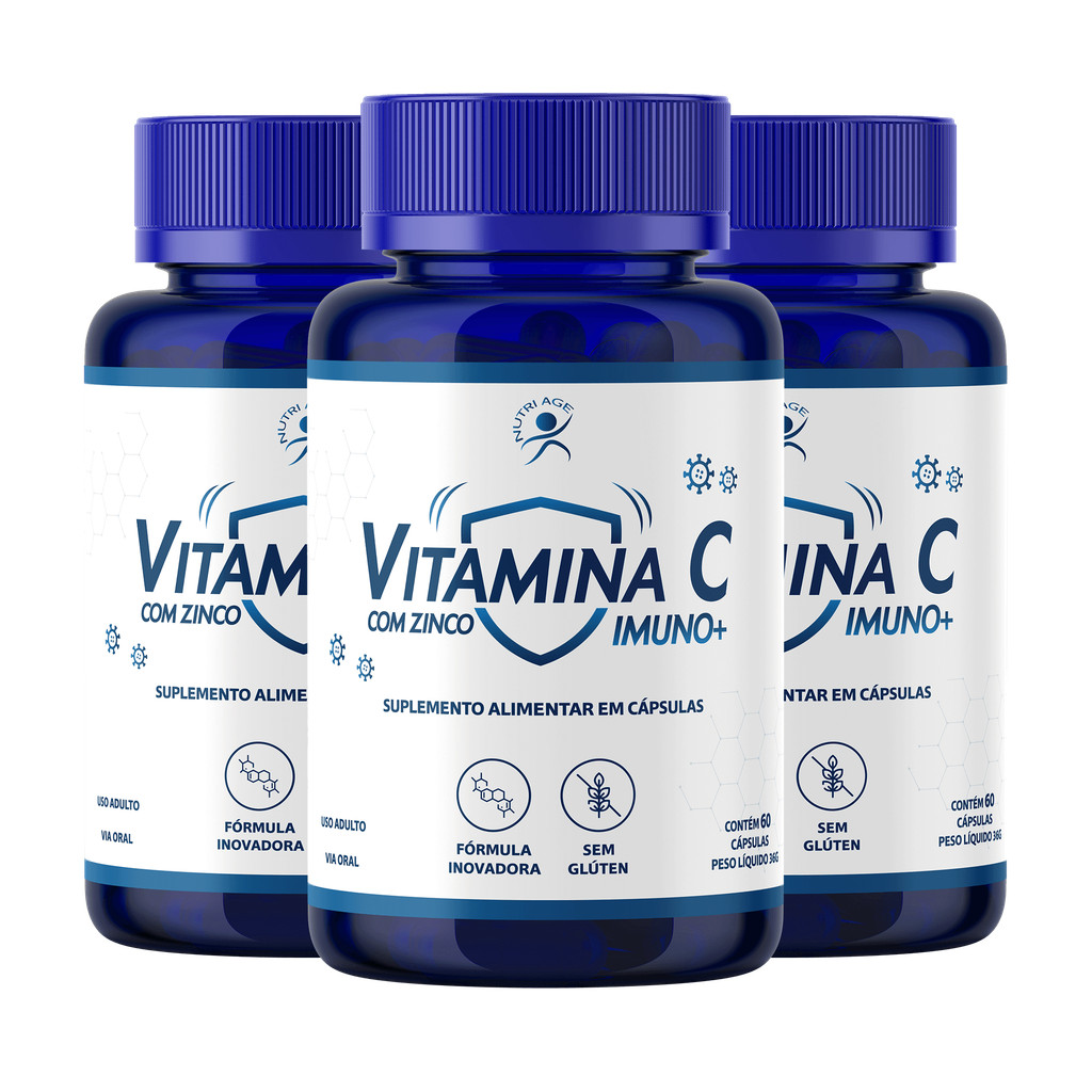 Vitamina C 1.000mg Imuno+ Com Zinco Nutriage (3 Frascos)