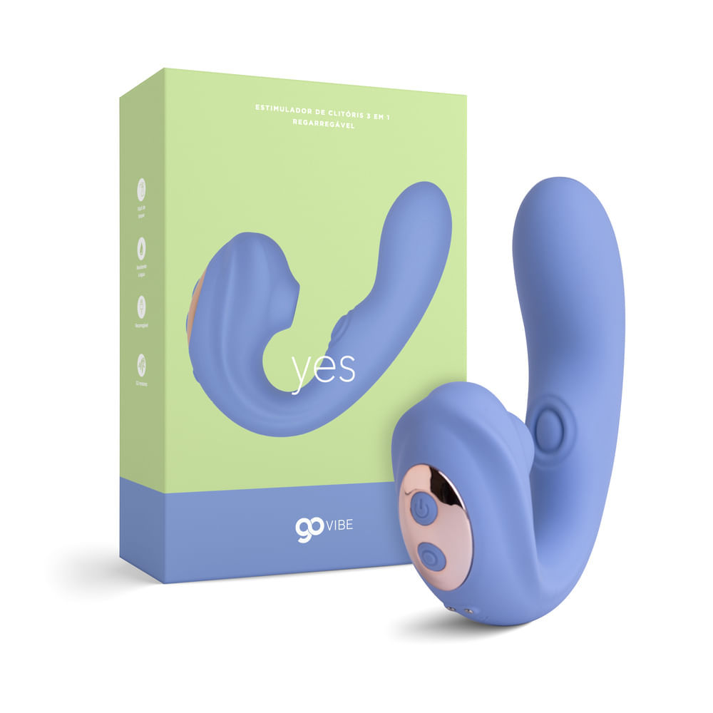Vibrador e Estimulador de Clitóris 3 em 1 Recarregável Go Vibe Yes