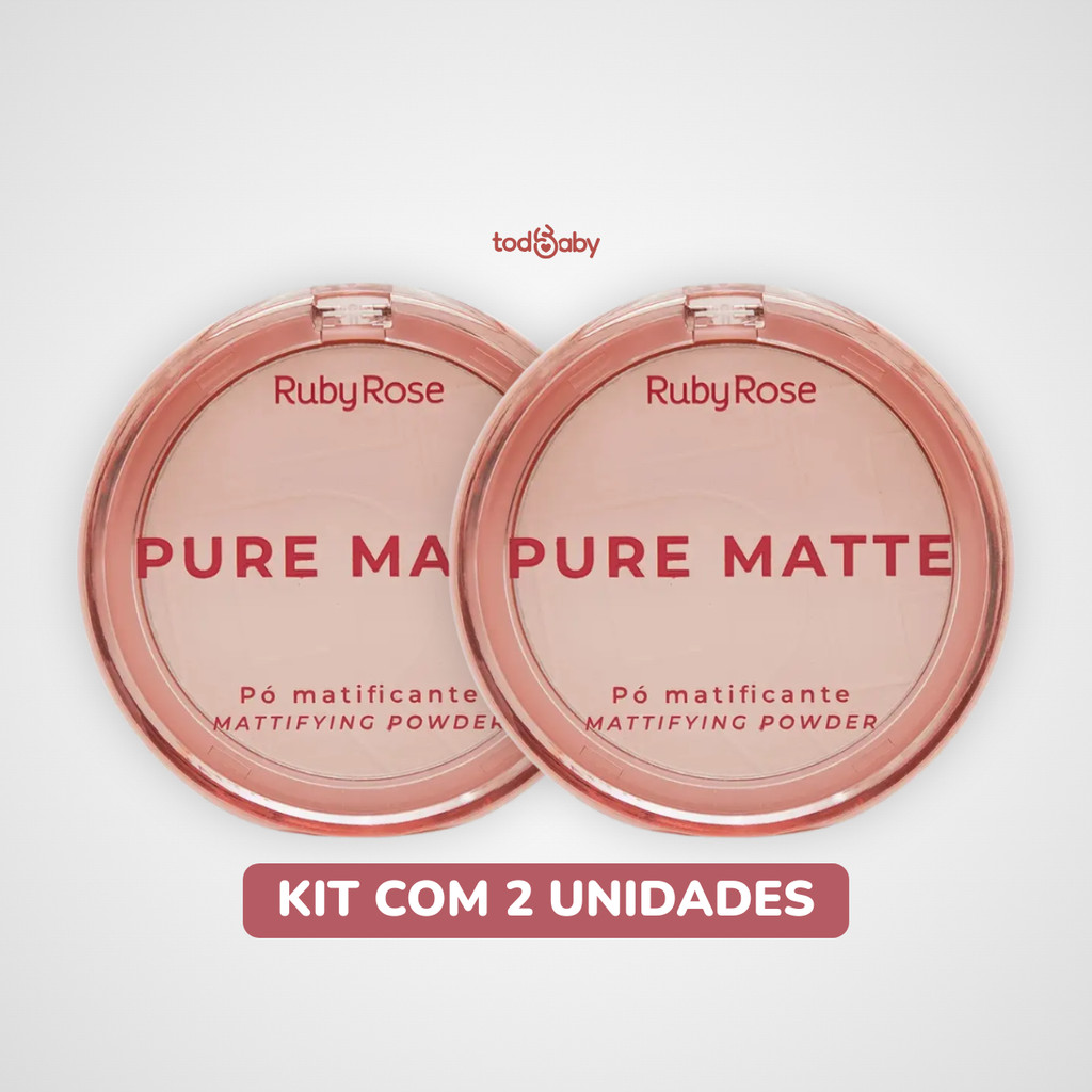 Kit 2 Unidades Pó Facial Compacto Efeito Matificante Pure Matte Ruby Rose® Maquiagem Natural