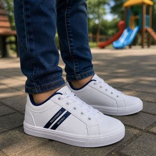 Tênis Infantil Casual Unissex Branco Confortável Moderno e Resistente