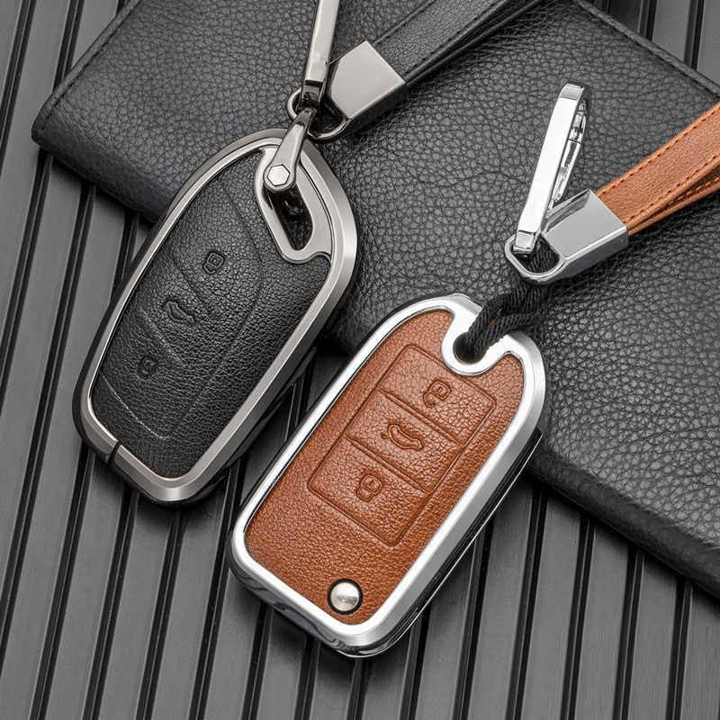 Capa De Chave Para MG ZS EV MG6 EZS HS EHS Couro Metal Titular Escudo Acessórios Do Carro . 0