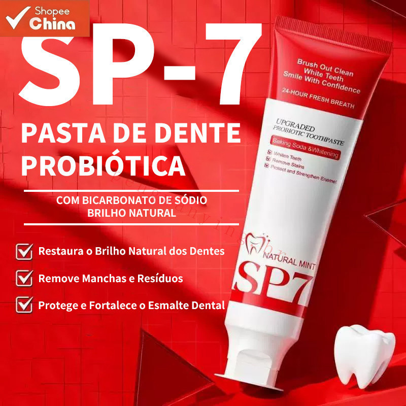 Pasta de Dente Probiótica com Bicarbonato de Sódio SP-7, Brilho Natural, Hálito Fresco 24h XHLK