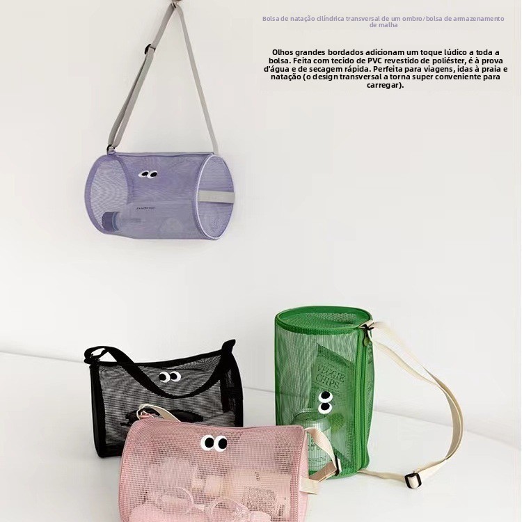 Bolsa de natação transversal de malha oca de grande capacidade, bolsa de ombro elegante, bolsa de higiene multifuncional