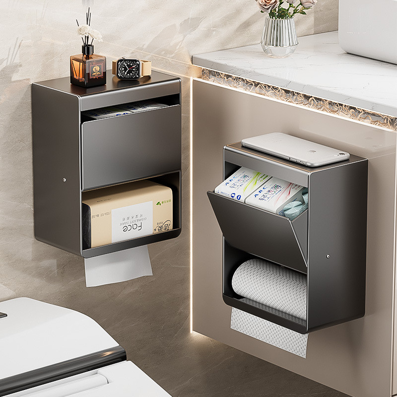 Suporte de papel higiênico para banheiro, suporte de papel higiênico sem furos, dispensador de papel em rolo, prateleira