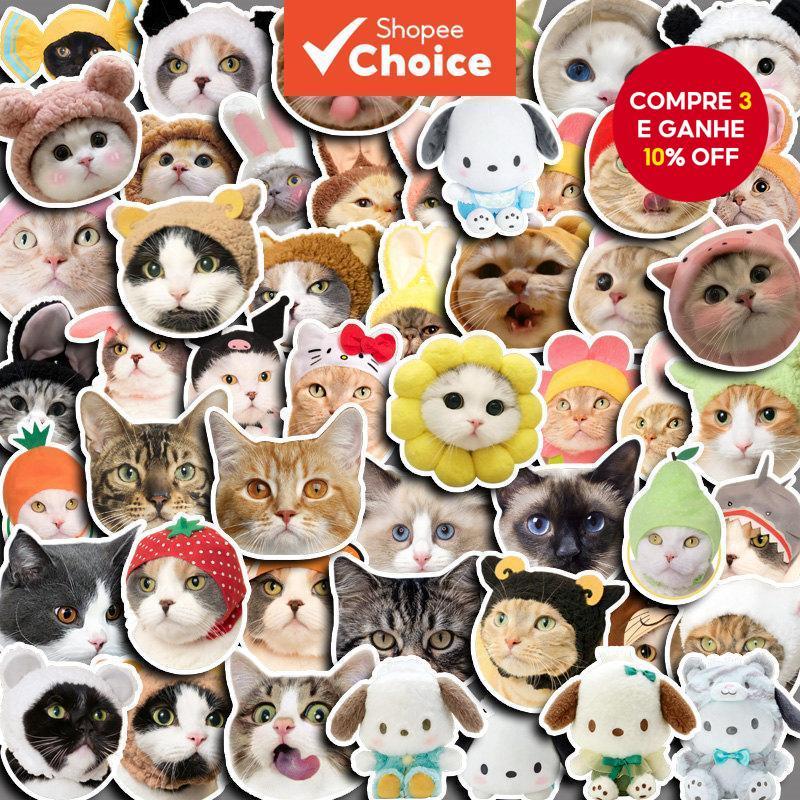 50 Pçs Bonito Cabeça De Gato Emoji Adesivos Diy Computador Portátil Washi Scrapbooking Artes Artesanato